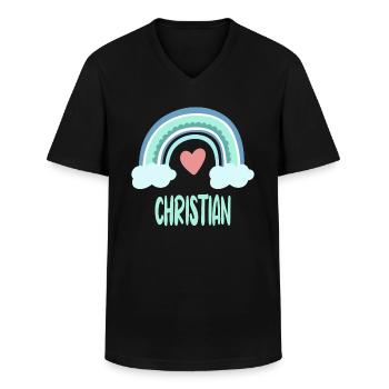 Christian Name Rainbow Baby - Men's V-Neck T-Shirt - black - Front - AI Model Male 178 dark (178cm)