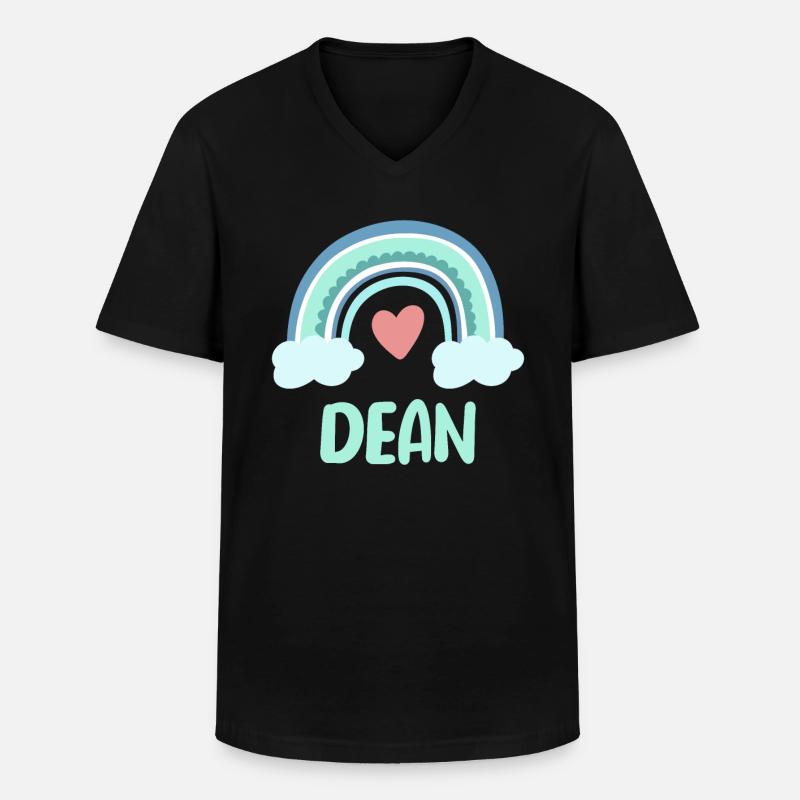 Dean Name Regenbogen Baby - Männer-T-Shirt mit V-Ausschnitt - Schwarz