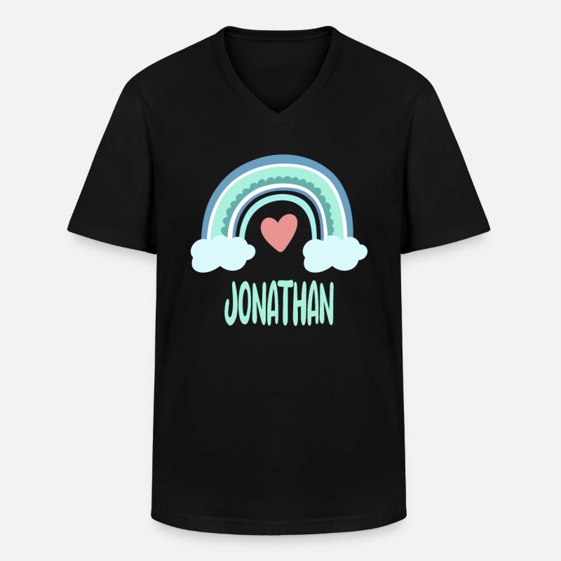 Jonathan Name Regenbogen Baby - Männer-T-Shirt mit V-Ausschnitt - Schwarz