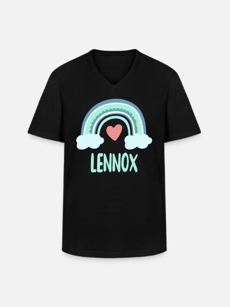 Lennox navn regnbuebaby - Klassisk T-skjorte med V-hals for menn - svart