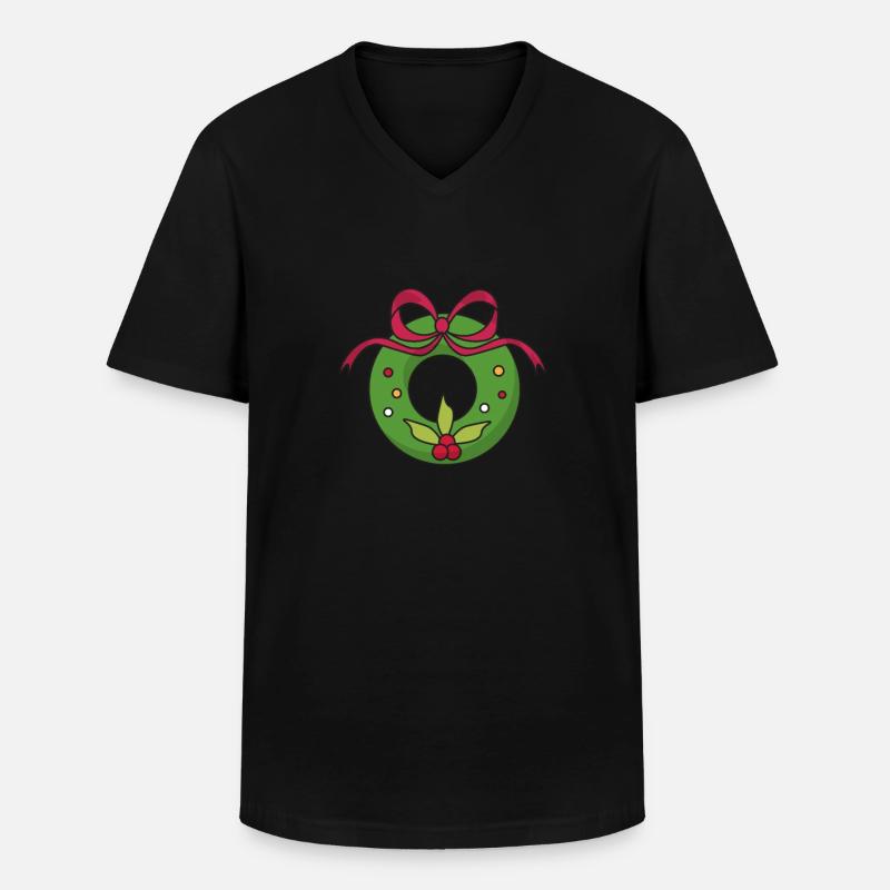 Weihnachtskranz - Männer-T-Shirt mit V-Ausschnitt - Schwarz