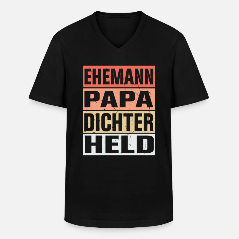 Dichter Vater Ehemann Held - Männer-T-Shirt mit V-Ausschnitt - Schwarz