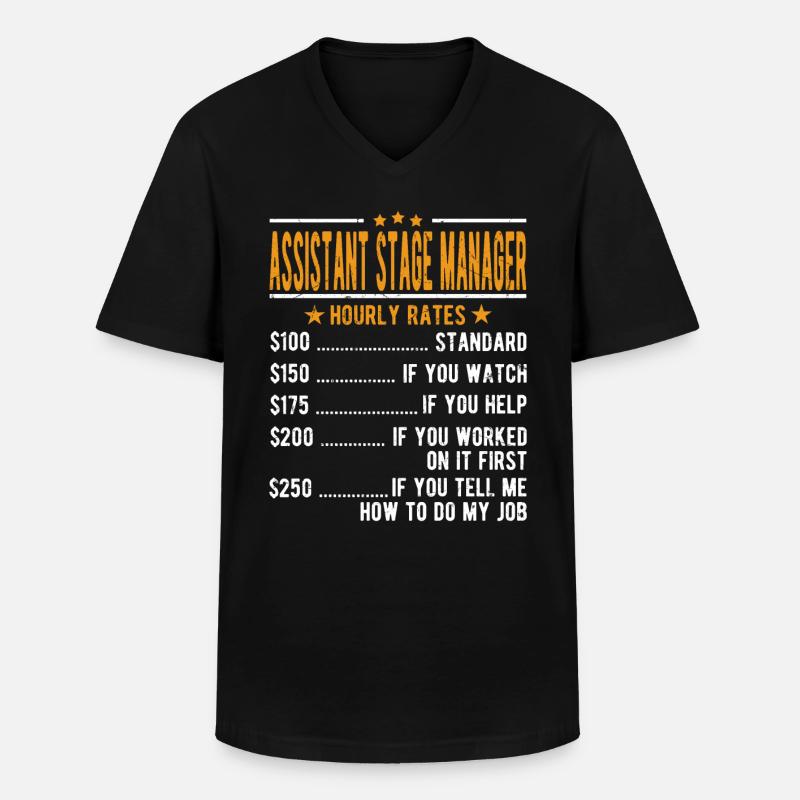 Assistant Bühnenmanager Stundenlohn - Männer-T-Shirt mit V-Ausschnitt - Schwarz