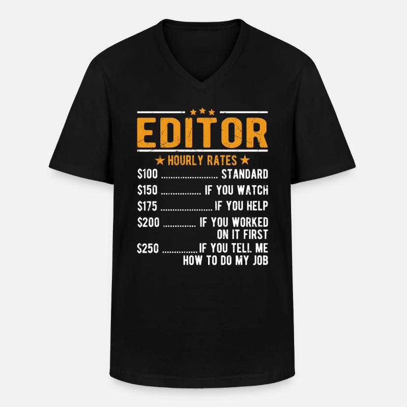 Editor Stundenlohn - Männer-T-Shirt mit V-Ausschnitt - Schwarz