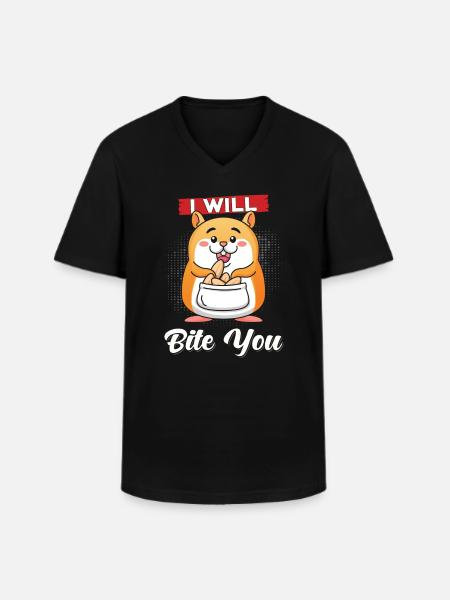 Hamster Ich will dich beißen - Männer-T-Shirt mit V-Ausschnitt - Schwarz