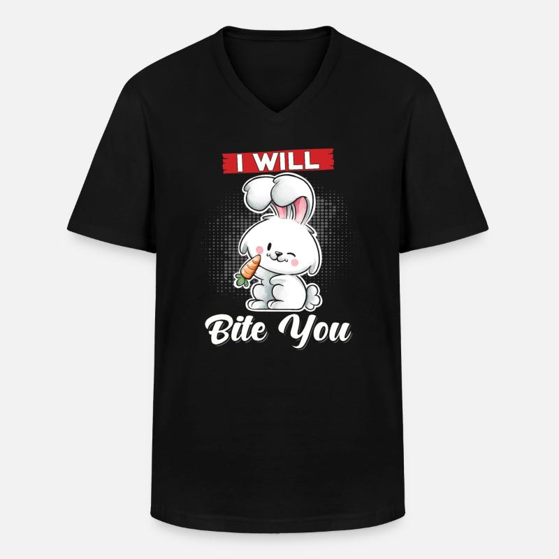 Rabbit Ich will dich beißen - Männer-T-Shirt mit V-Ausschnitt - Schwarz