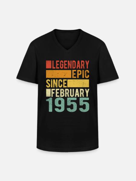 Anniversaire février 1955 Épopée légendaire - T-shirt col V Homme - noir