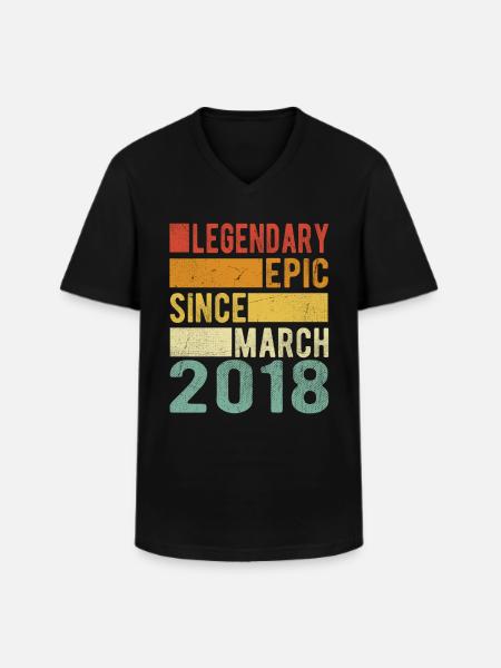 Birthday March 2018 Legendary epic - Men's V-Neck T-Shirt - black