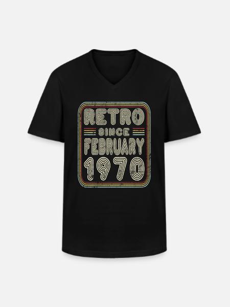 Birthday February 1970 Retro Gift - Men's V-Neck T-Shirt - black