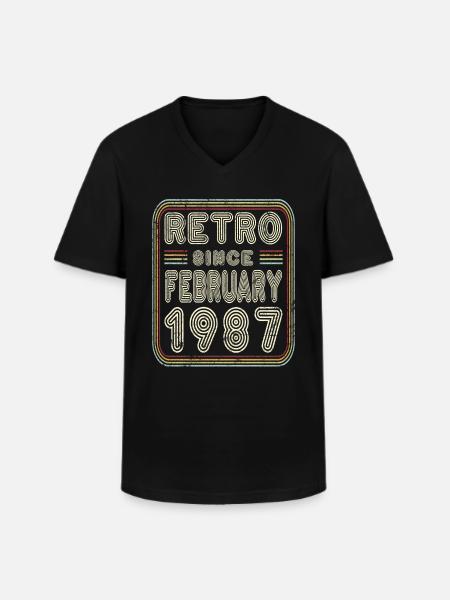 Anniversaire Février 1987 Retro Gift - T-shirt col V Homme - noir
