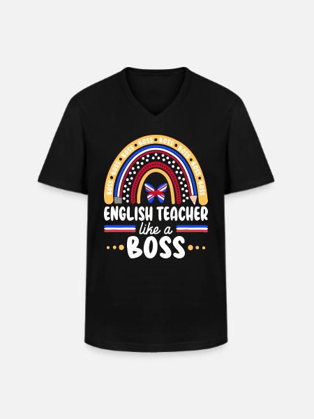 Humor Englischlehrer als Cheflehrer - Männer-T-Shirt mit V-Ausschnitt - Schwarz
