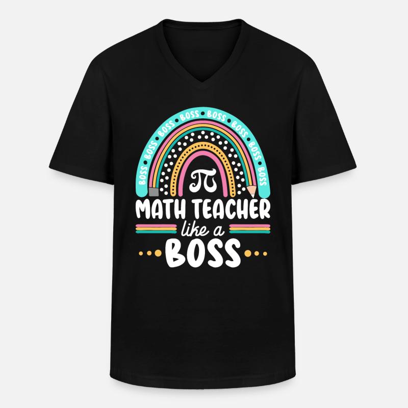 Humor Mathelehrer als Mathechef - Männer-T-Shirt mit V-Ausschnitt - Schwarz