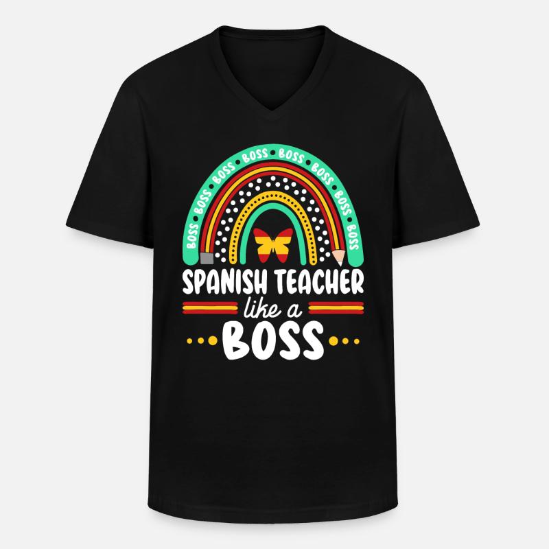 Humor Spanischlehrer als Cheflehrer - Männer-T-Shirt mit V-Ausschnitt - Schwarz