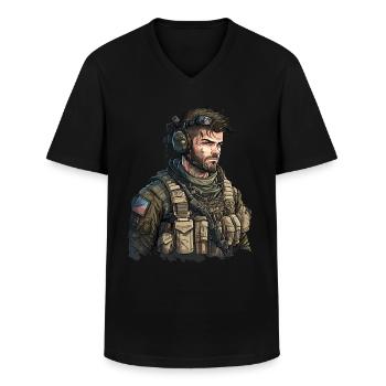 Special Forces Gift - Men's V-Neck T-Shirt - black - Front - AI Model Male 178 dark (178cm)