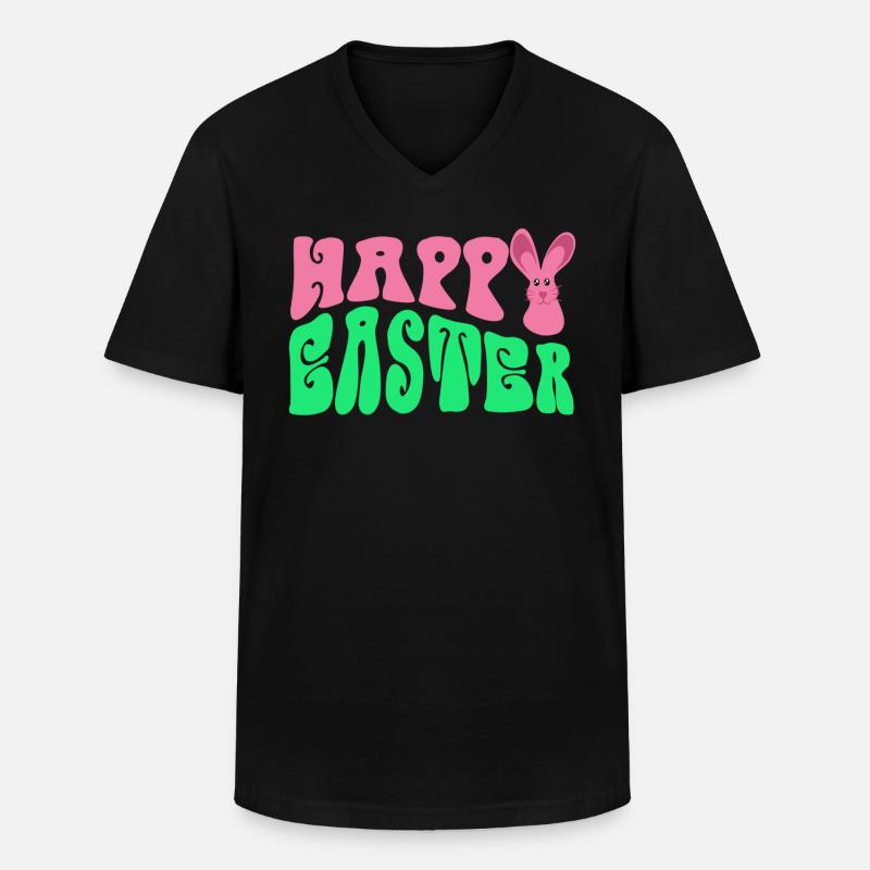 Frohe Ostern - Happy Easter - Männer-T-Shirt mit V-Ausschnitt - Schwarz