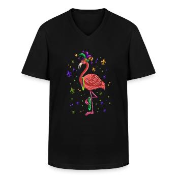 Costume de flamant rose Déguisement de sauvagine - T-shirt col V Homme - noir - Devant - AI Model Male 178 dark (178cm)