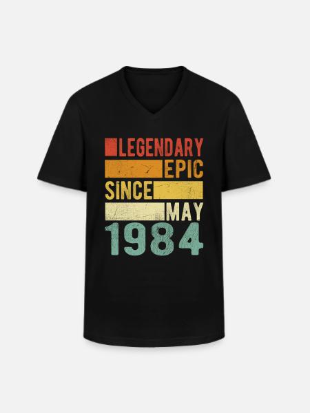 Birthday May 1984 Legendary epic - Men's V-Neck T-Shirt - black