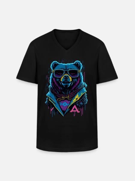 Cyberbear - Männer-T-Shirt mit V-Ausschnitt - Schwarz