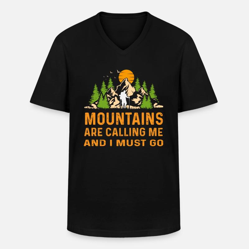 Le montagne mi chiamano e devo andare a Berge - Maglietta da uomo classica con scollo a V - nero