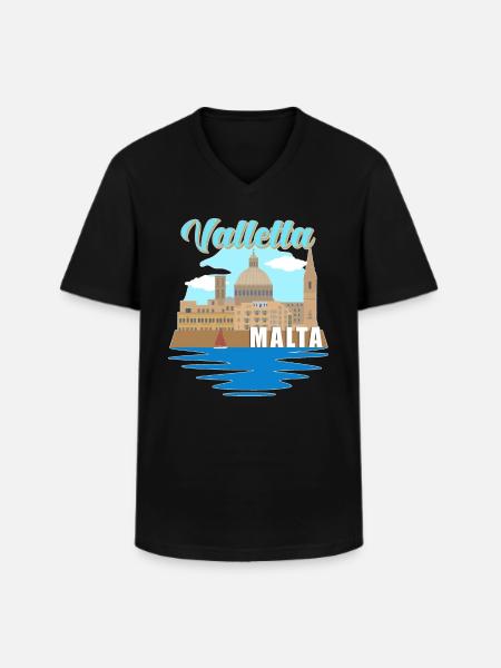 Valletta Malte Souvenir - T-shirt col V Homme - noir