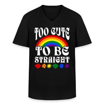Trop Mignon Pour Être Hétéro LGBT Gay Pride - T-shirt col V Homme - noir - Devant - AI Model Male 178 dark (178cm)