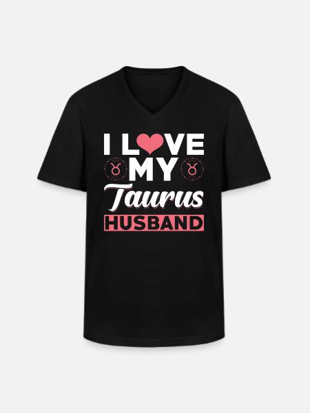 I love my bull husband - Men's V-Neck T-Shirt - black