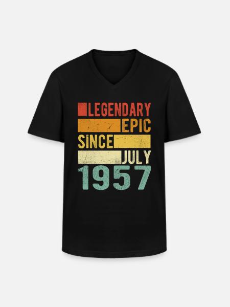 Birthday: July 1957 Legendary Epic - Men's V-Neck T-Shirt - black