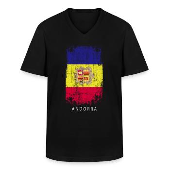 Souvenir avec le drapeau d’Andorre - T-shirt col V Homme - noir - Devant - AI Model Male 178 dark (178cm)