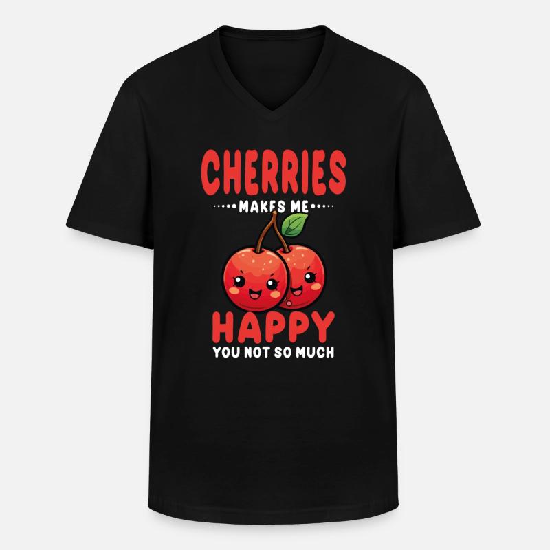 Kirschen Kawaii - Männer-T-Shirt mit V-Ausschnitt - Schwarz