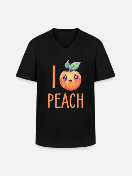 Peach Kawaii - Men's V-Neck T-Shirt - black