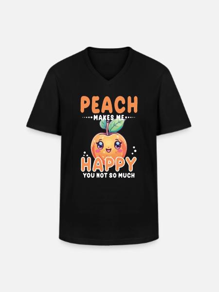 Peach Kawaii - Men's V-Neck T-Shirt - black