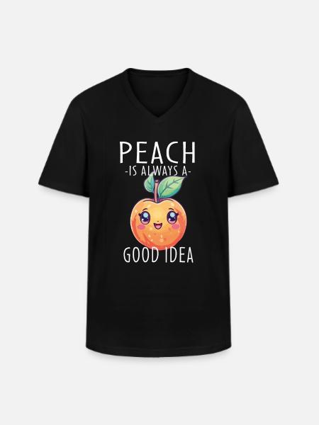 Peach Kawaii - Men's V-Neck T-Shirt - black