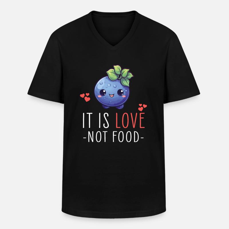 Blaubeere Kawaii - Männer-T-Shirt mit V-Ausschnitt - Schwarz