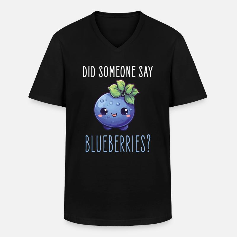 Blaubeere Kawaii - Männer-T-Shirt mit V-Ausschnitt - Schwarz