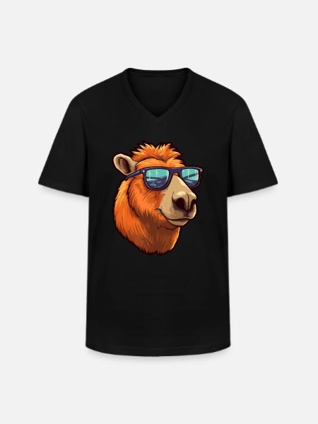 Capybara Sunglasses Cool Capybara - Men's V-Neck T-Shirt - black