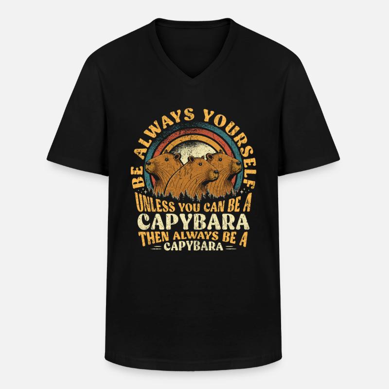 Capybara Sei Immer Du Selbst - Männer-T-Shirt mit V-Ausschnitt - Schwarz