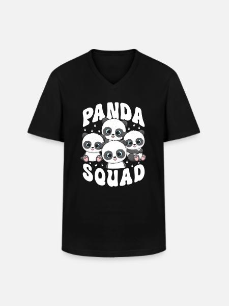 Panda Squad - Men's V-Neck T-Shirt - black