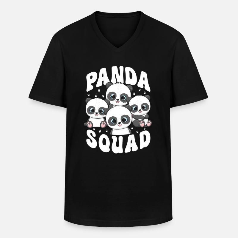 Panda Squad - Men's V-Neck T-Shirt - black