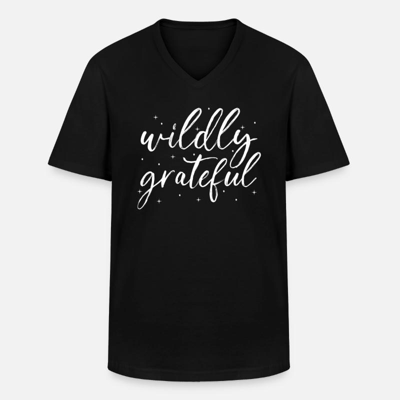Achtsamkeit Spruch Unendlich dankbar - Männer-T-Shirt mit V-Ausschnitt - Schwarz