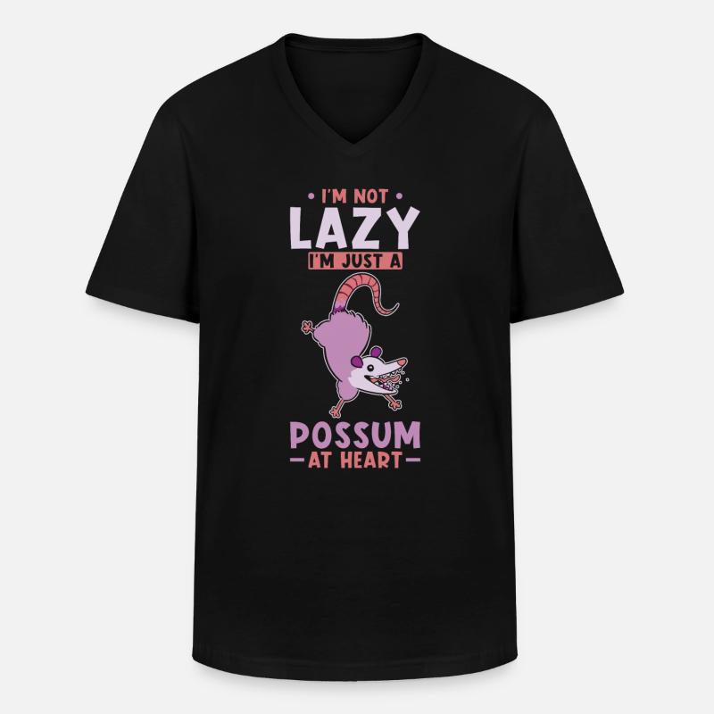 Opossum Spruch - Männer-T-Shirt mit V-Ausschnitt - Schwarz