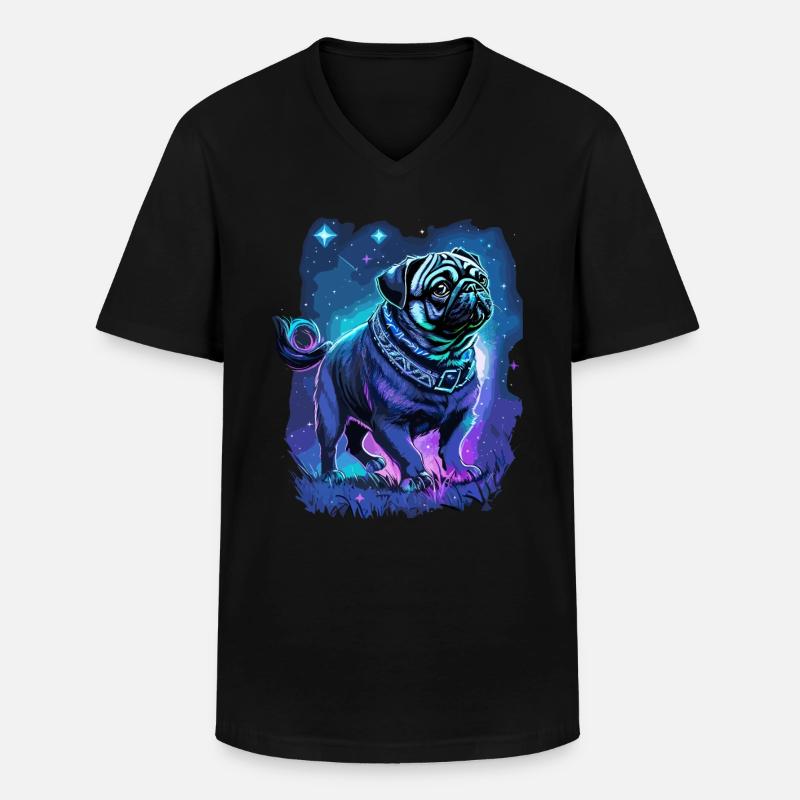 Mops Hund Mitternachtszauber - Männer-T-Shirt mit V-Ausschnitt - Schwarz