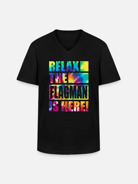 Flagman drôle de dicton - T-shirt col V Homme - noir