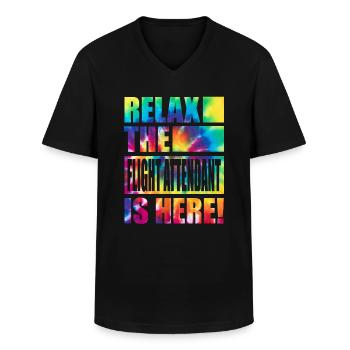 Hôtesse de l’air drôle de dicton - T-shirt col V Homme - noir - Devant - AI Model Male 178 dark (178cm)