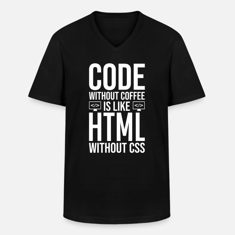 Coder Café Cadeau - T-shirt col V Homme - noir