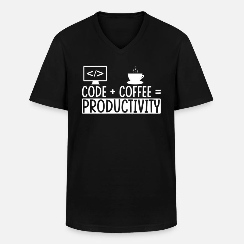 Coder Café Cadeau - T-shirt col V Homme - noir