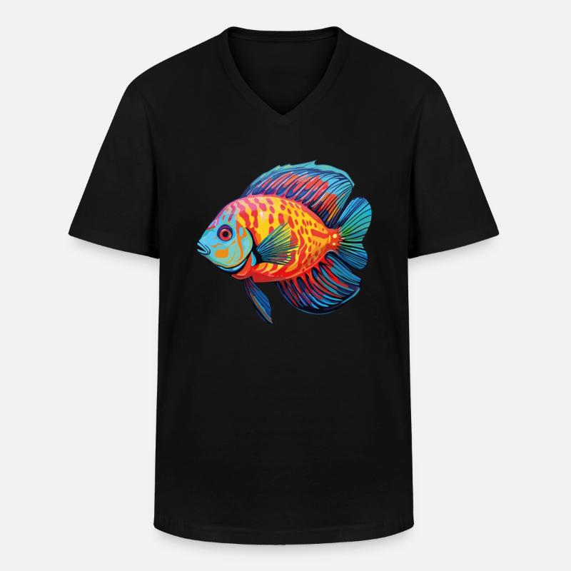 Diskusfisch - Männer-T-Shirt mit V-Ausschnitt - Schwarz