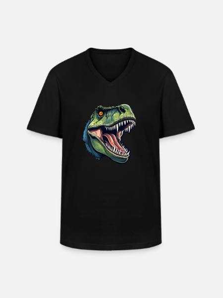 T-Rex Dino Head - Men's V-Neck T-Shirt - black