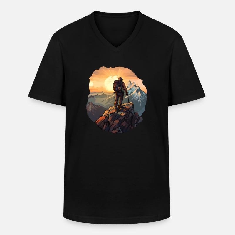 Bergsteigen - Männer-T-Shirt mit V-Ausschnitt - Schwarz