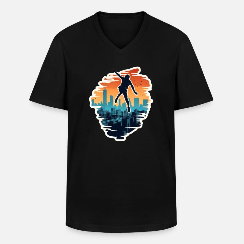 Course libre de parkour - T-shirt col V Homme - noir
