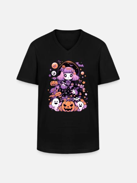 Aesthetics Halloween Anime Manga - Men's V-Neck T-Shirt - black